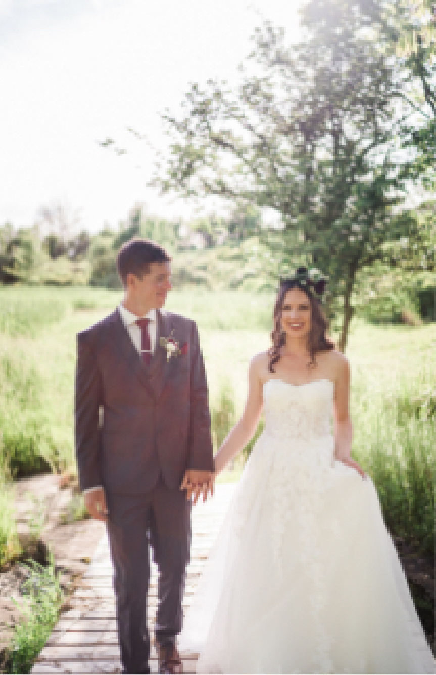 Smiling wedding couple